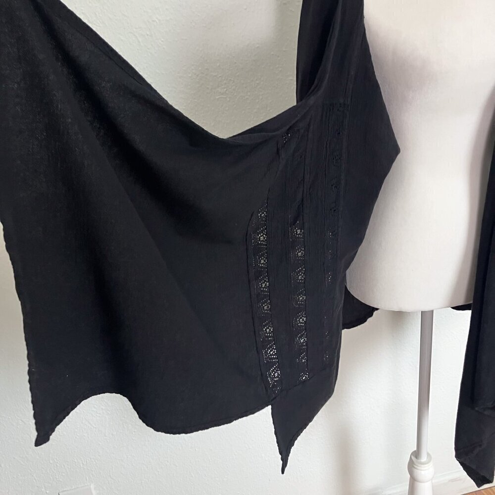 Dunes Relaxed Fashion 100% Cotton Black Open Cardigan Swimsuit Cover Up Large - Picture 4 of 12